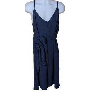Linen ID navy Linen sundress with adjustable tie straps belt Large/XL Flaw